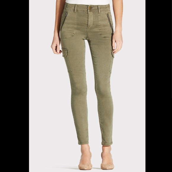Women’s Level 99 Army Green Brooklyn Skinny Zipper Cargo Pants Size 24 - Picture 1 of 6